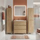 LISBONA meuble vasque 3 tiroirs Chêne naturel 80 cm + 2 colonnes