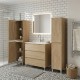 LISBONA meuble vasque 3 tiroirs Chêne naturel 80 cm + 2 colonnes