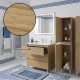 LISBONA meuble vasque 3 tiroirs Chêne naturel 80 cm + 2 colonnes