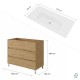 LISBONA meuble vasque 3 tiroirs Chêne naturel 100 cm