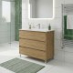 LISBONA meuble vasque 3 tiroirs Chêne naturel 100 cm