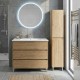 LISBONA meuble vasque 3 tiroirs Chêne naturel 100 cm + 1 colonne