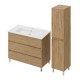 LISBONA meuble vasque 3 tiroirs Chêne naturel 100 cm + 1 colonne