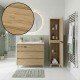 LISBONA meuble vasque 3 tiroirs Chêne naturel 100 cm + 1 colonne