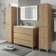 LISBONA meuble vasque 3 tiroirs Chêne naturel 100 cm + 2 colonnes