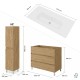 LISBONA meuble vasque 3 tiroirs Chêne naturel 100 cm + 2 colonnes