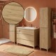 LISBONA meuble vasque 3 tiroirs Chêne naturel 100 cm + 2 colonnes