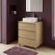LISBONA meuble plan vasque 3 tiroirs Chêne naturel 60 cm