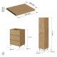 LISBONA meuble plan vasque 3 tiroirs Chêne naturel 60 cm + 1 colonne