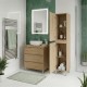 LISBONA meuble plan vasque 3 tiroirs Chêne naturel 60 cm + 1 colonne
