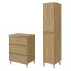 LISBONA meuble plan vasque 3 tiroirs Chêne naturel 60 cm + 1 colonne