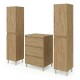 LISBONA meuble plan vasque 3 tiroirs Chêne naturel 60 cm + 2 colonnes