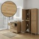 LISBONA meuble plan vasque 3 tiroirs Chêne naturel 60 cm + 2 colonnes