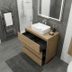 LISBONA meuble plan vasque 3 tiroirs Chêne naturel 80 cm
