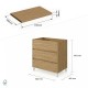 LISBONA meuble plan vasque 3 tiroirs Chêne naturel 80 cm