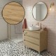 LISBONA meuble plan vasque 3 tiroirs Chêne naturel 80 cm