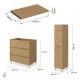 LISBONA meuble plan vasque 3 tiroirs Chêne naturel 80 cm + 1 colonne