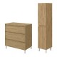 LISBONA meuble plan vasque 3 tiroirs Chêne naturel 80 cm + 1 colonne