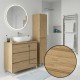 LISBONA meuble plan vasque 3 tiroirs Chêne naturel 80 cm + 1 colonne