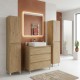 LISBONA meuble plan vasque 3 tiroirs Chêne naturel 80 cm + 2 colonnes