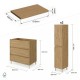 LISBONA meuble plan vasque 3 tiroirs Chêne naturel 80 cm + 2 colonnes
