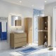LISBONA meuble plan vasque 3 tiroirs Chêne naturel 80 cm + 2 colonnes