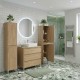 LISBONA meuble plan vasque 3 tiroirs Chêne naturel 80 cm + 2 colonnes