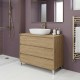 LISBONA meuble plan vasque 3 tiroirs Chêne naturel 100 cm