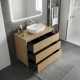 LISBONA meuble plan vasque 3 tiroirs Chêne naturel 100 cm