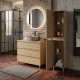 LISBONA meuble plan vasque 3 tiroirs Chêne naturel 100 cm + 1 colonne