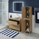 LISBONA meuble plan vasque 3 tiroirs Chêne naturel 100 cm + 1 colonne