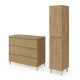 LISBONA meuble plan vasque 3 tiroirs Chêne naturel 100 cm + 1 colonne