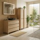 LISBONA meuble plan vasque 3 tiroirs Chêne naturel 100 cm + 2 colonnes