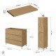 LISBONA meuble plan vasque 3 tiroirs Chêne naturel 100 cm + 2 colonnes