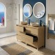 LISBONA meuble plan double vasque 6 tiroirs Chêne naturel 120 cm