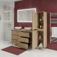 LISBONA meuble plan double vasque 6 tiroirs Chêne naturel 120 cm + 1 colonne