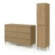 LISBONA meuble plan double vasque 6 tiroirs Chêne naturel 120 cm + 1 colonne