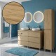 LISBONA meuble plan double vasque 6 tiroirs Chêne naturel 120 cm + 1 colonne