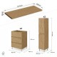 LISBONA meuble plan double vasque 6 tiroirs Chêne naturel 120 cm + 2 colonnes