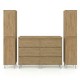 LISBONA meuble plan double vasque 6 tiroirs Chêne naturel 120 cm + 2 colonnes