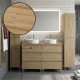 LISBONA meuble plan double vasque 6 tiroirs Chêne naturel 120 cm + 2 colonnes