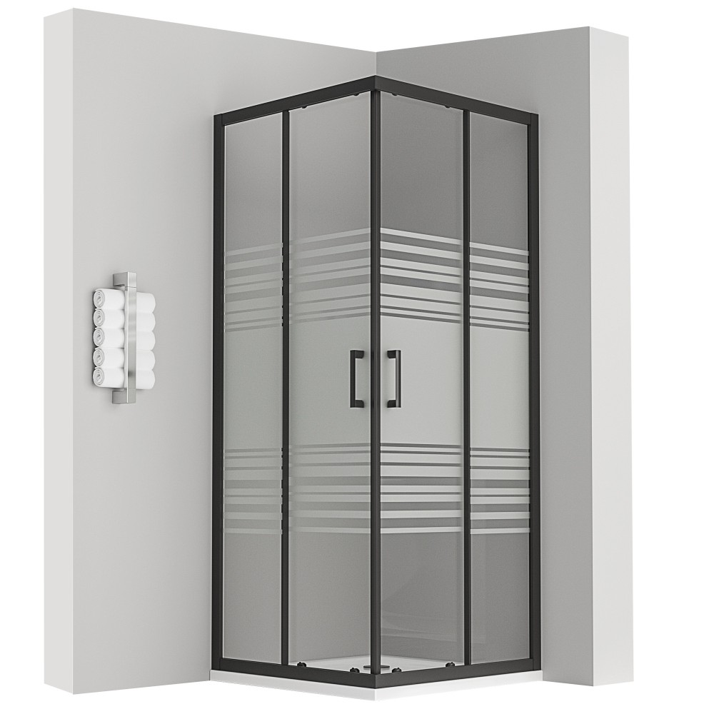 Paroi de douche avec receveur accès d'angle 80 x 120 cm, gauche, portes  coulissantes, profilés noir, GoodHome Ledava