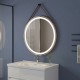 COMO Miroir LED rond à suspendre cuivre Ø80cm