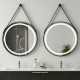 COMO Miroir LED rond à suspendre noir Ø80cm