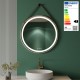 COMO Miroir LED rond à suspendre cuivre Ø80cm