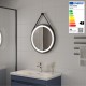 COMO Miroir LED rond à suspendre noir Ø60cm