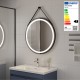 COMO Miroir LED rond à suspendre noir Ø80cm