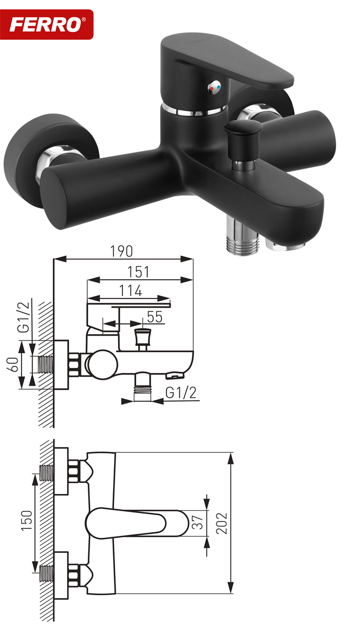 robinet bain douche noir algeo black ferro