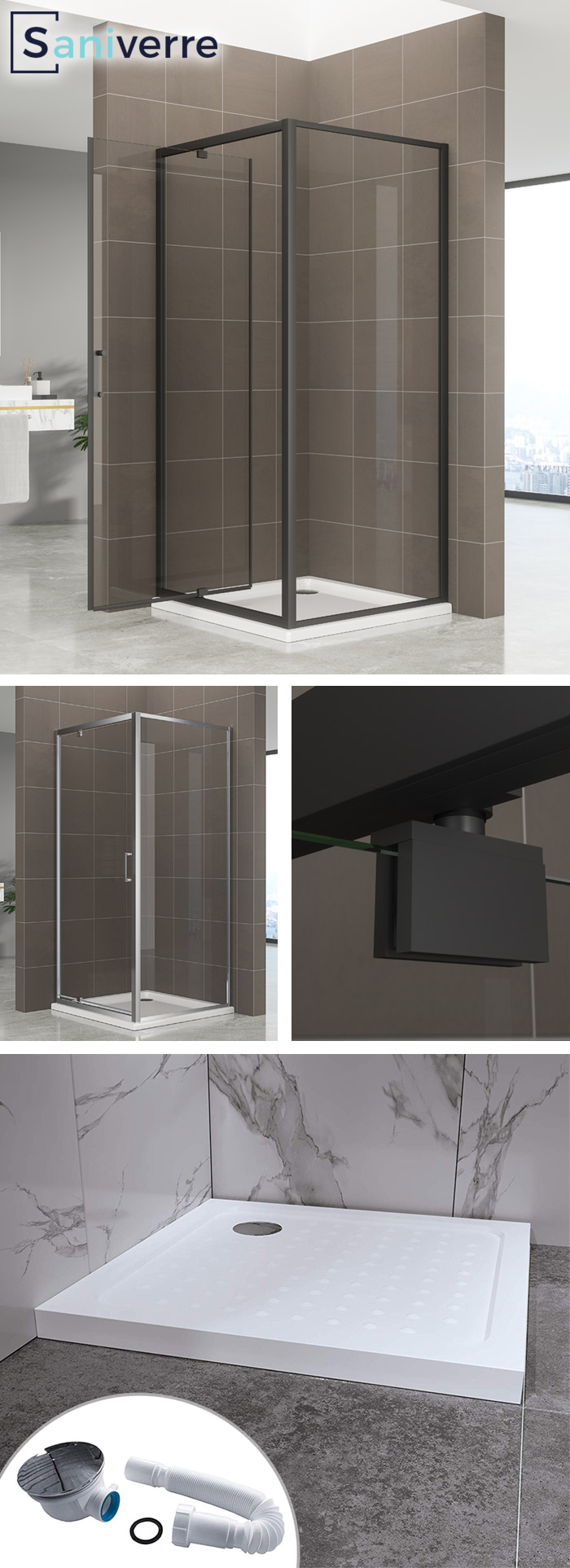Paroi de douche à 2 portes battantes type saloon , Modèle Cada PTD de Rothalux