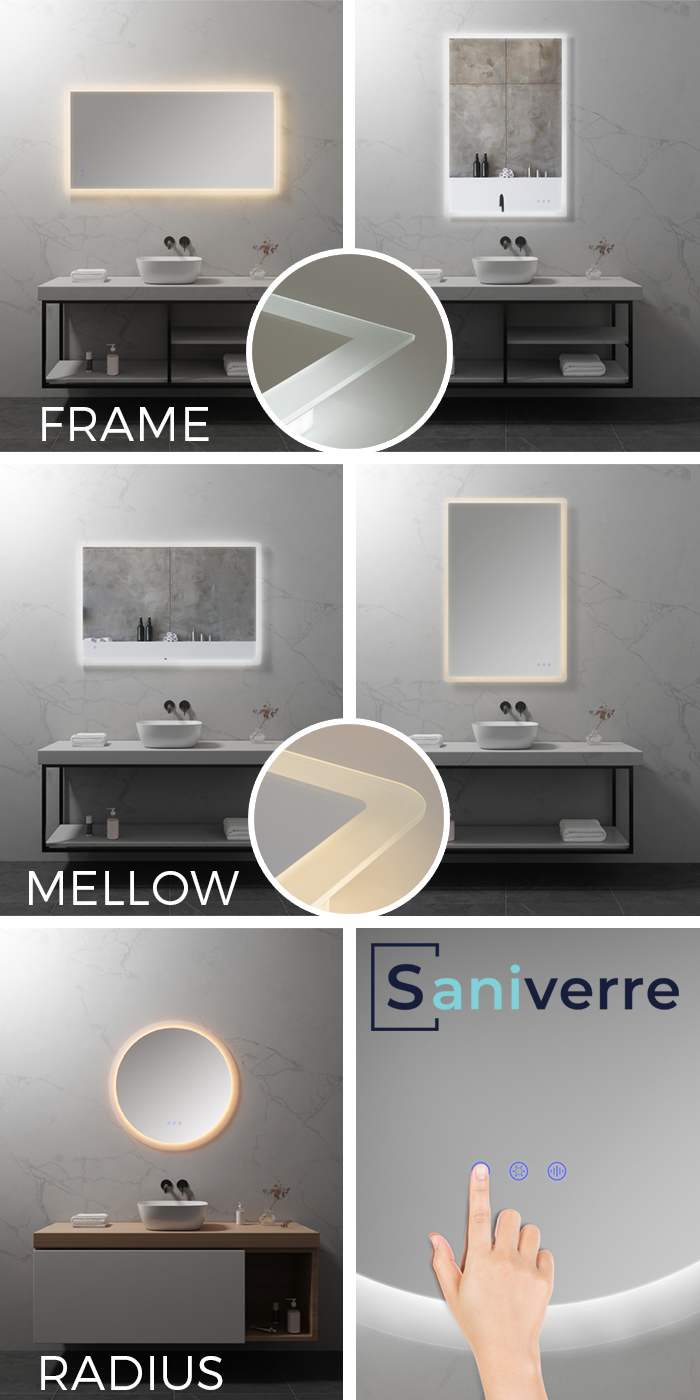 SANIVERRE VEKIO Miroir Salle De Bain LED Rond 80 Cm – Anti-buée, Luminosité & Couleur Réglables, Mémoire, Tactile – + Miroir Grossissant Offert